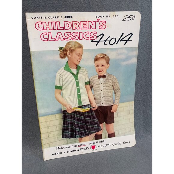 Vintage Coats & Clark's Children's Classics Knitting Pattern Book 512 - Picture 1 of 2